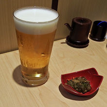生ビールとお通し