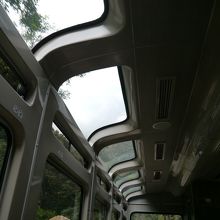 ビスタドーム車両の天井から外の景色が見れる