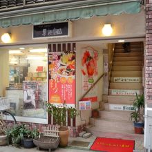 フルーツパーラーはこちらの階段を昇ります