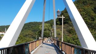 高津戸峡に架かる白い橋