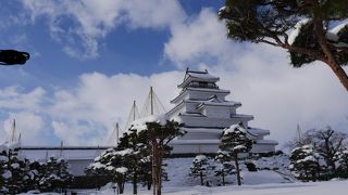 真っ白な雪に真っ白な城が映える
