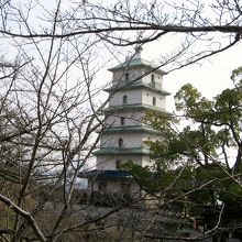 公園側から見た少林寺の塔です