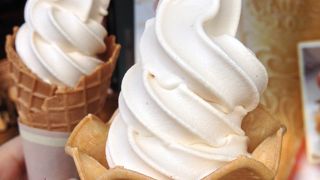 食べ歩きは、もろみソフト。　お土産は、お味噌とお醤油。