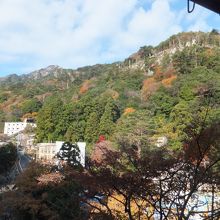 温泉街を上から