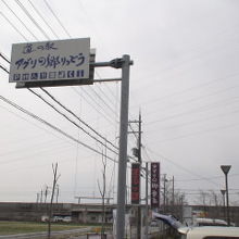 奥に新幹線の線路が見えます