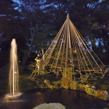 ライトアップされた噴水