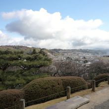 兼六園が高台にあるのが分かる