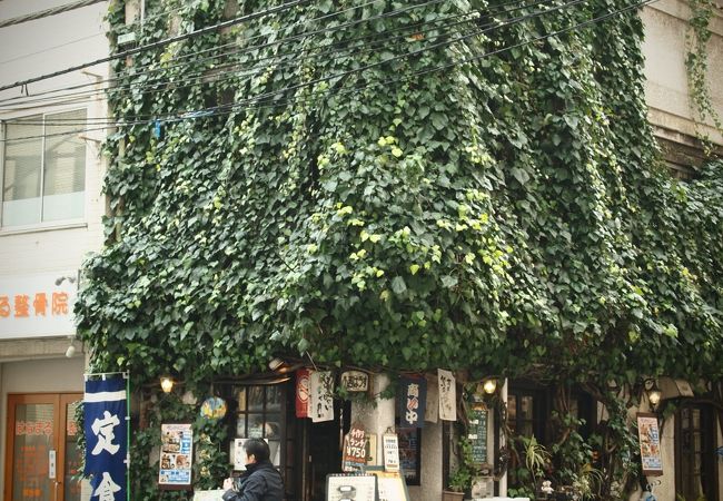 ツタの絡まる、インパクト抜群の定食屋さん。価格にもびっくり。