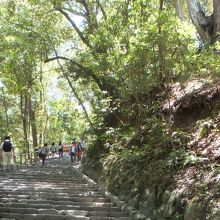 かなりの石段を登ります。