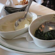 クリームスピナッチとマッシュポテト