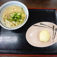 温掛けうどん小250円とたまご天