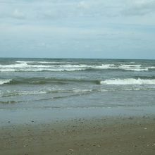 横は波打ち際です