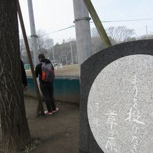 球場の傍らに子規の句碑