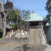 旧大山街道沿いにある真宗のお寺で、石段を上がった境内は、大山が良く見える好展望地です。