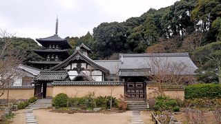 水琴窟と庭園が有名　水琴窟の音色が美しい　水に写る三重塔も最高．