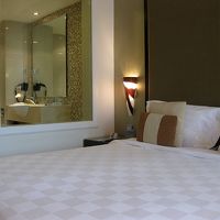 ベッドすぐ横がバスルームです