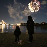 都会の冬の花火