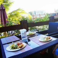 朝食を食べたテラス