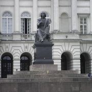 ワルシャワのスタシッツ宮殿（ポーランド科学アカデミー）前にあるコペルニクスの像です。