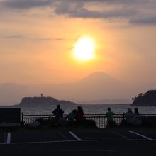 江ノ島、富士山、夕陽