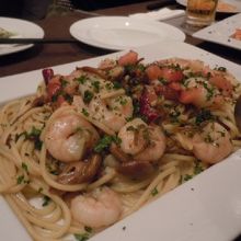 エビとキノコのパスタ
