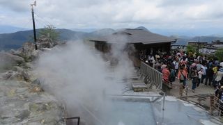 温泉の蒸気を間近で見られる