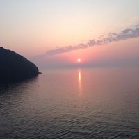 部屋から見た夕陽