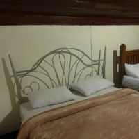 バジェットルームのせいか、ベッドは、タイプの違うものが2つ