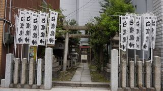 白鷹龍神と書いた白い幟