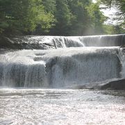 小ぶりだけれど、２段に分かれた水量の多い滝