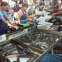 魚屋さん。ピアで放流するタンブン用も売ってました。