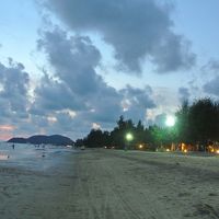 Front beach   in the evening 