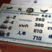 願いが叶った人向け、奉納ダンスの料金表