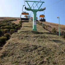 まずは二人乗りリフトで山頂へ５分。