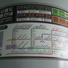 空港から金海軽電鉄＆地下鉄の路線図