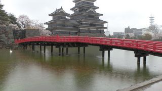 内堀と埋の橋を撮し込んだ天守閣の姿は美しく、絶好の撮影ポイント。