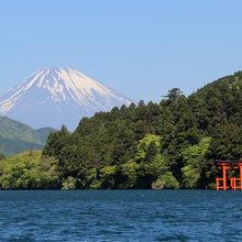 元箱根港あたりの芦ノ湖畔からの眺め
