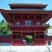 栃木県庁近く,朱色の山門（赤門）と桜開花時必見です～