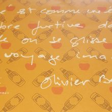 ランチョンマット。ロクシタン創業者の言葉が書いてあります。