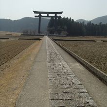 大鳥居に向かって伸びる参道