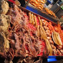 内臓系の海産物が多い。