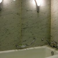 浴室も大きく、照明も豪華なのですが、経年劣化が…