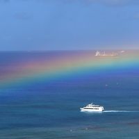 ラナイから見た「海にかかる虹｝