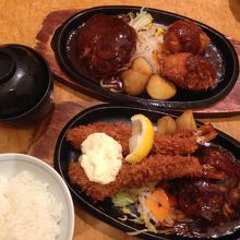 ハンバーグ＆エビフライ＆クリームコロッケ
