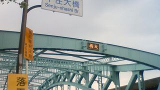 隅田川にかかる日光街道の橋（千住大橋）