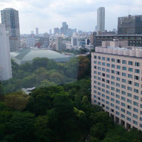21階からの景色。高輪プリンス、新高輪プリンスが見えます。
