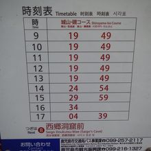 城山の時刻表　あっちゃん号 せごどん号に比べて便数は少ない