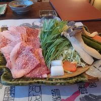 夕食。もちろん白老牛も。