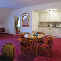 リビングもこんなに広く、フルキッチン付き