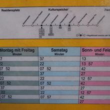 レジデンツ→マリエンベルク要塞のバス時刻表